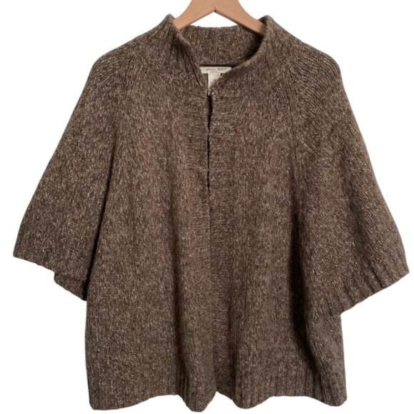 Vintage Carroll Reed Alpaca Wool Short Sleeve Cardigan Sz 2X Brown Knit - Picture 1 of 7